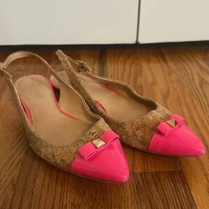 Kate Spade Ginny Flat Slingbacks Shoes Natural Cork Hot Pink size 7